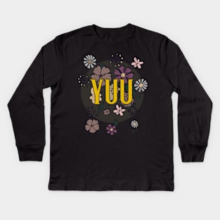 Aesthetic Proud Name Yuu Flowers Anime Retro Styles Kids Long Sleeve T-Shirt